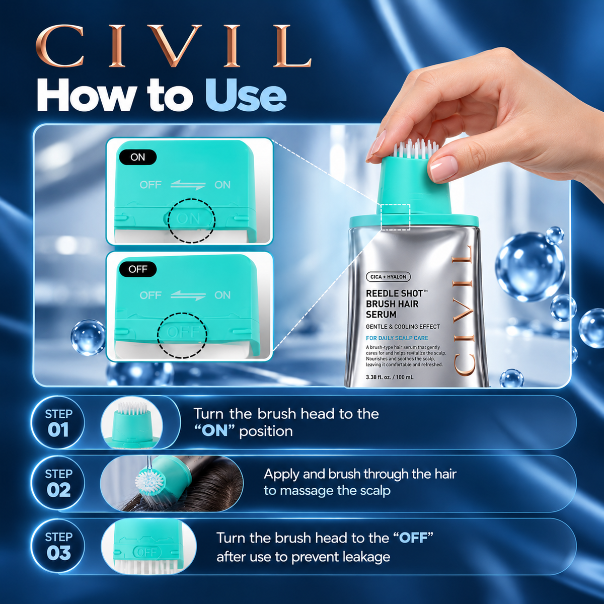 CIVIL PDRN Scalp Serum With Brush